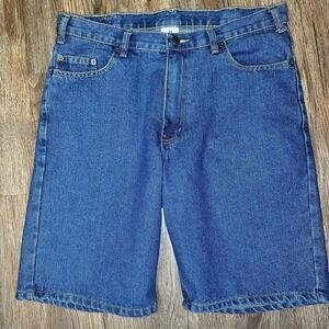 Full Blue Men's Y2K Jean Shorts Size 34 Medium Wash Denim Jorts Cotton Poly